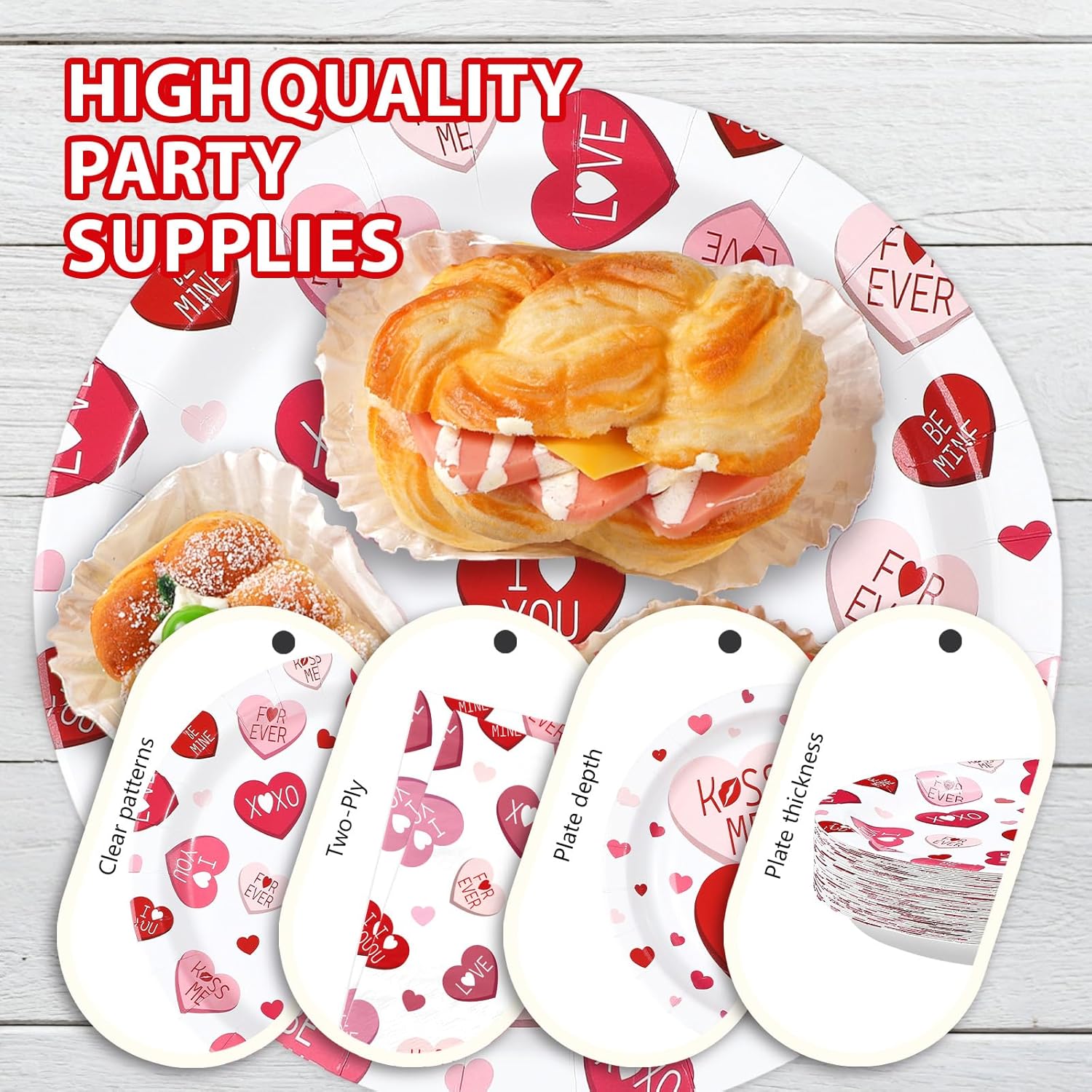 200Pcs Valentine's Day Party Supplies Pink Ture Love Heart Plates and Napkins Disposable Red Pink Hearts with Words Tableware Sets for Valentines Day Wedding Engagement Anniversary Decorations Serve50 - Image 6
