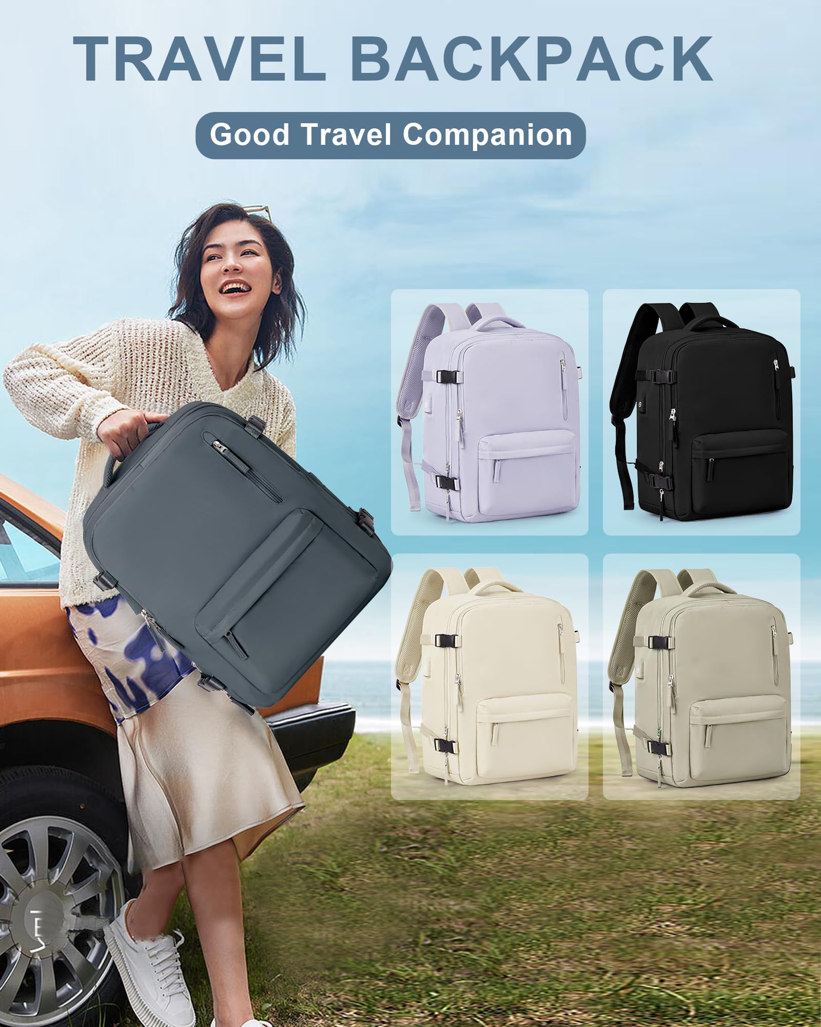 BJLFS Borse da Cabina per Ryanair 40×20×25 Bagaglio a Mano Easyjet 45×36×20 Borsa Zaino da Viaggio, Zaino da trekking,Zaino Casual per laptop da 14 pollici per scuola
