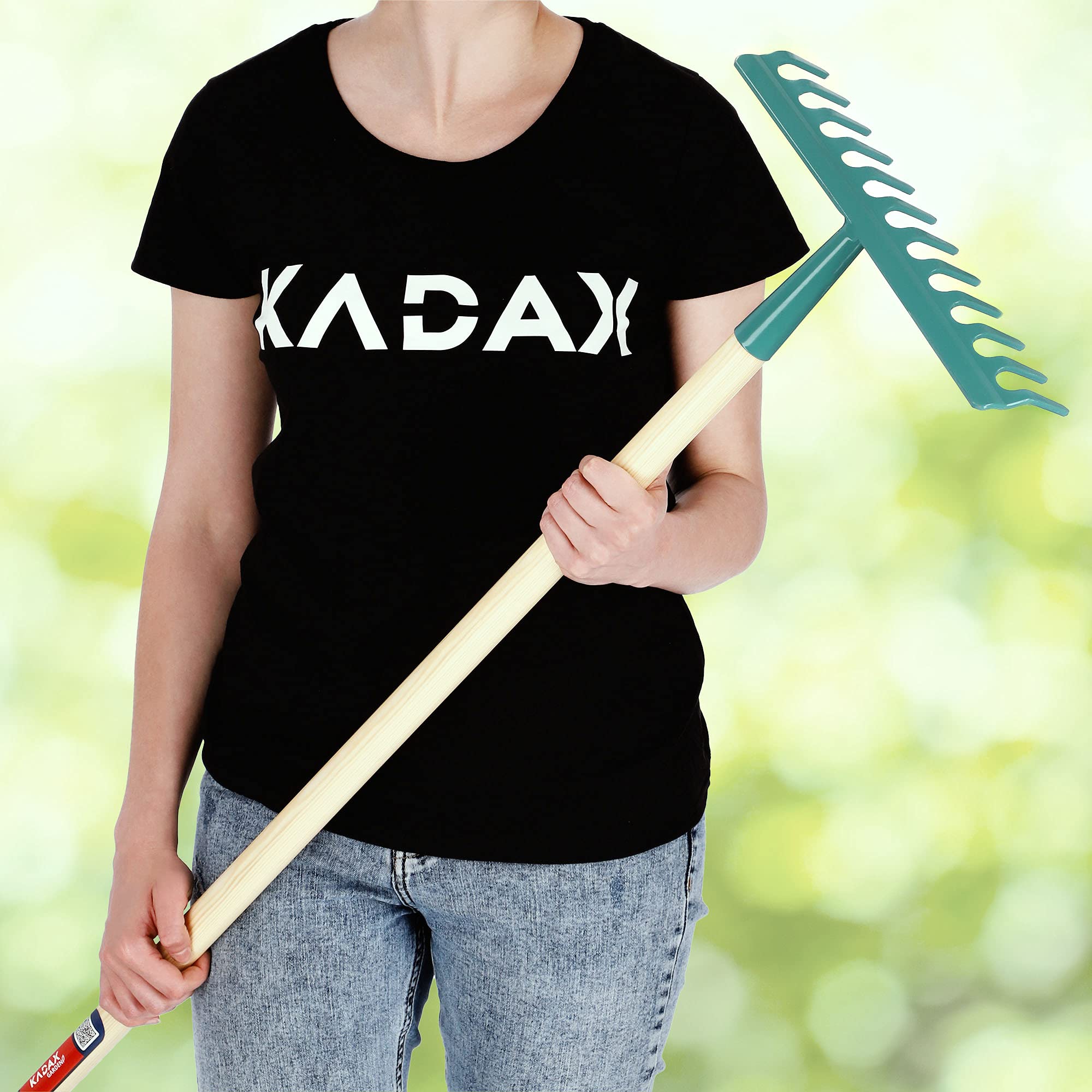 KADAX Rastrillo para mujer, rastrillo plano con mango largo, rastrillo de césped para jardín, piedras, rastrillo, rastrillo, herramienta de jardín, herramienta de jardín, rastrillo de heno, con cabeza