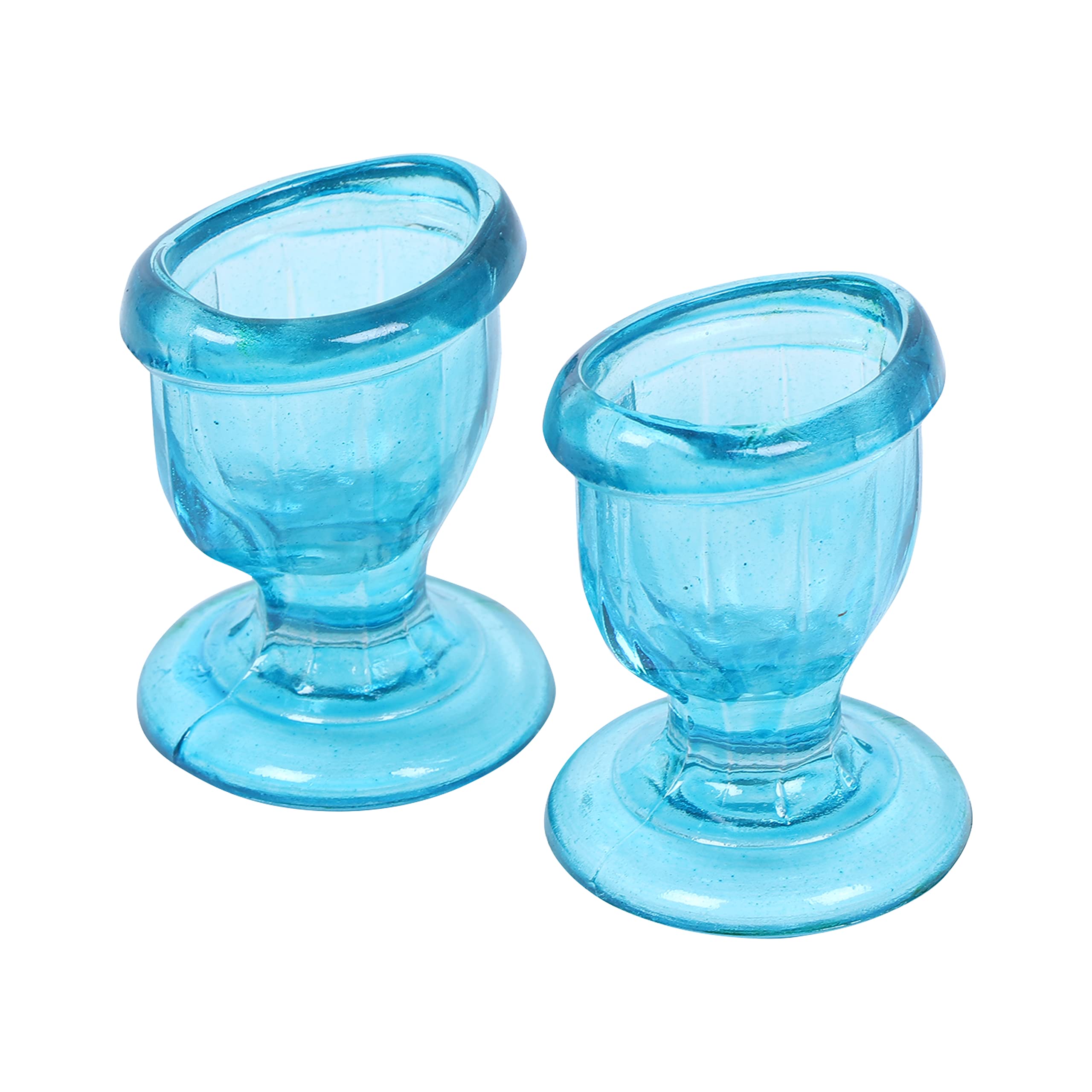 Gobelet de lavage oculaire en verre avec design technique pour s'adapter aux yeux pour un nettoyage efficace des yeux – Bord en forme d'œil, ajustement parfait Lot de 2 (bleu ciel)