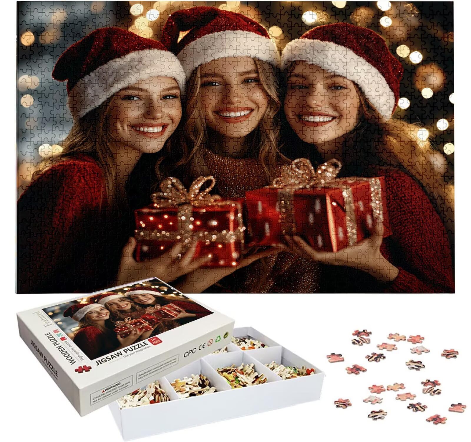 Puzzle Personalizado con Foto, Personalizada Rompecabezas Personalizado Diseña tu Logo Foto o Texto, Personalizado Navidad Halloween San Valentín Parejas Niños Familia Amigos h-3965