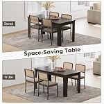 63“ Large Dining Table for 4-6 People, Rectangular Dining Room Table, Wooden Kitchen Table with L-Shaped Legs, Modern Farmhouse Dinette Table for Restaurant, Living Room, Family