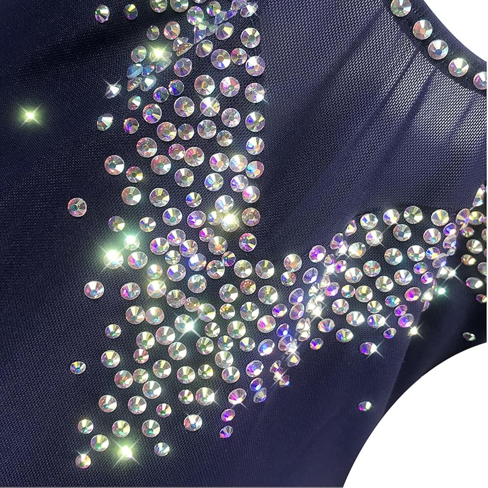 Dark Blue Skating Skirt Lady's Skating Costume for Girls Simple and Generous Figure Skating Costume : Clothing, Shoes & Jewelry