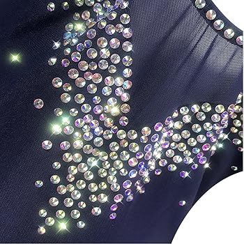 Costume Da Pattinaggio Artistico Donna - Blu Scuro Con Gonna, Manica Lunga, Design Elegante - Foto 11