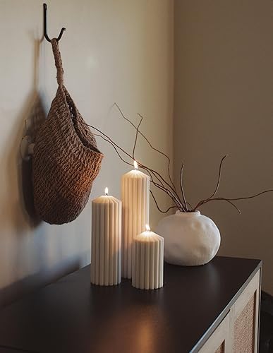 Miniatura 9 de LAWA - Vela de pilar de pico acanalado  Vela grande y hermosa hecha a mano con aroma de cera de soja, elegante vela estética de burbujas, regalo de