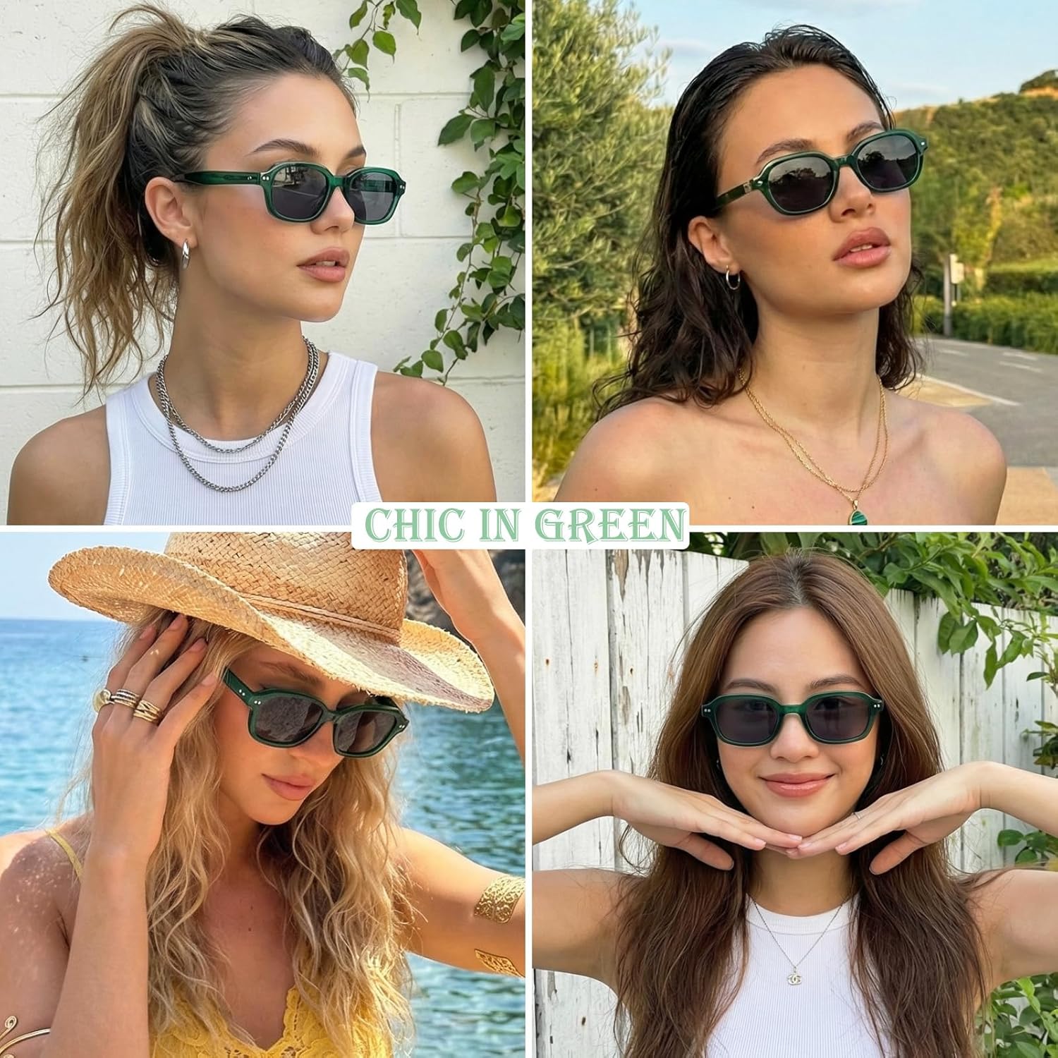 mosanana Trendy Retro Rectangle Sunglasses for Women Small Narrow Square Frame MS52592 - Image 4