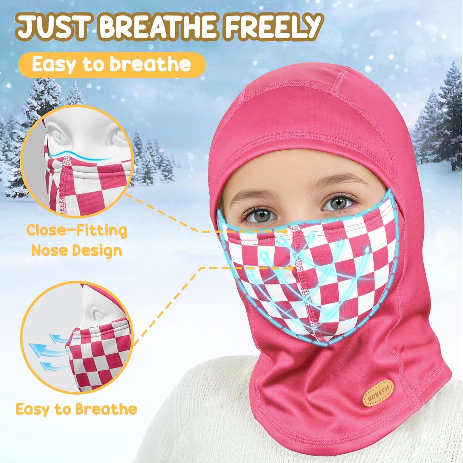 Sukeen Kids Winter Balaclava Ski Mask for Girls Boys Breathable Face Mask Warmer Face Cover with Neck Gaiters for Outdoor - Image 3
