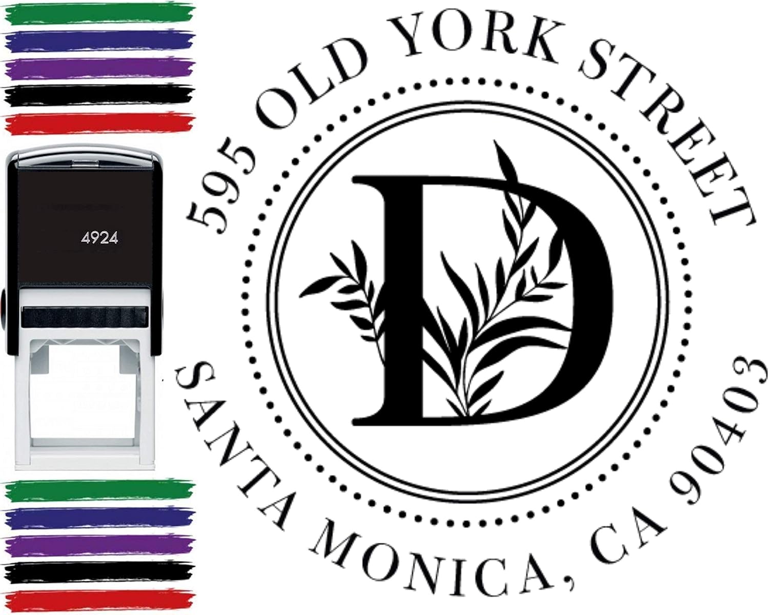 Choose Your Design! Address Label Monogram Round Custom Address Stamp Self-Inking Monogram Address Stamp, Personalized Address Stamp, Floral Wedding Invitation Stamp