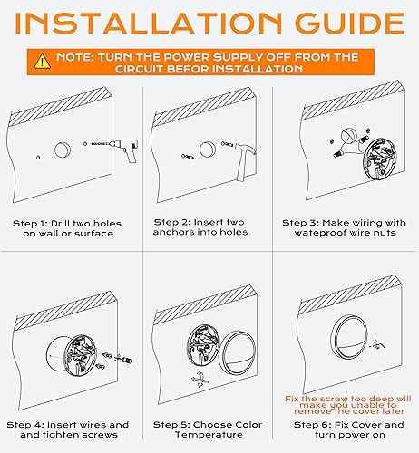 Miniatura 6 de CLOUDY BAY Paquete de 6 luces LED de bajo voltaje 3CCT para exteriores, 2700 K3500 K5000 K seleccionables, luz de valla de barandilla de escalera