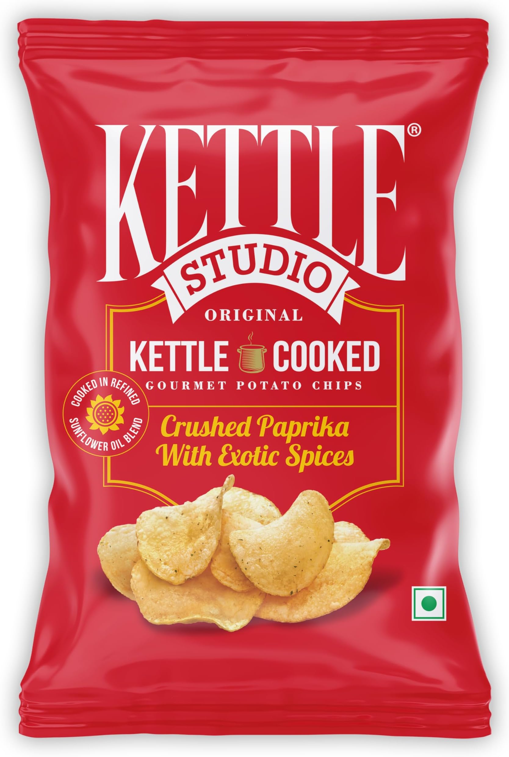 Kettle-Cooked Potato Chips Crushed Paprika with Exotic Spices | Crunchy, Thick Cut, Gluten-Free Snack | Spicy Potato Chips | Party Snack | 120g Pack