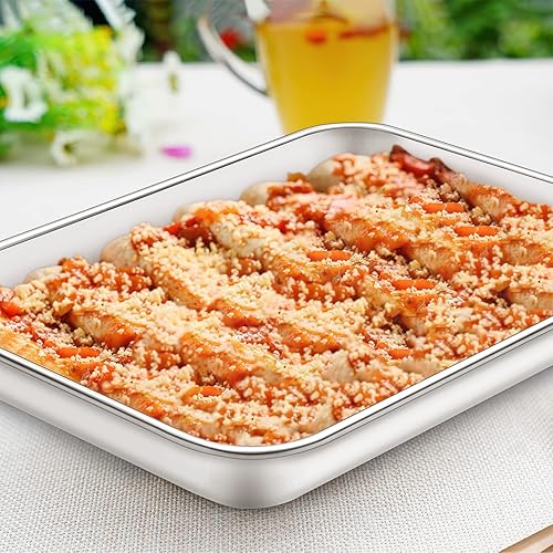 Miniatura 6 de Deedro - Juego de 4 hojas para hornear con alfombrilla de silicona (2 hojas + 2 alfombras), acero inoxidable para galletas con bandeja de silicona