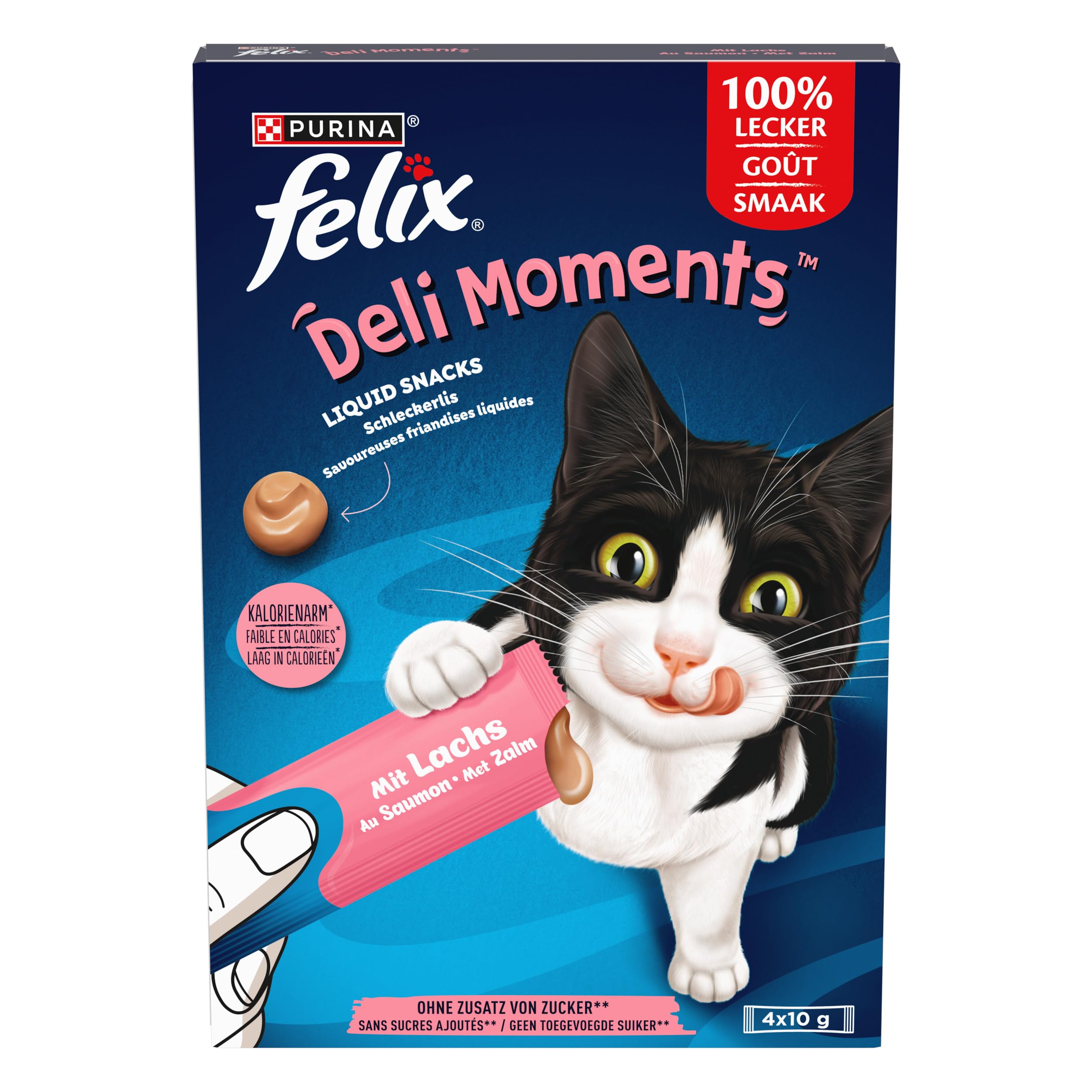 Felix Deli Moments, kremowa przekąska dla kota z łososiem, opakowanie 44 szt. (44 x 10 g)