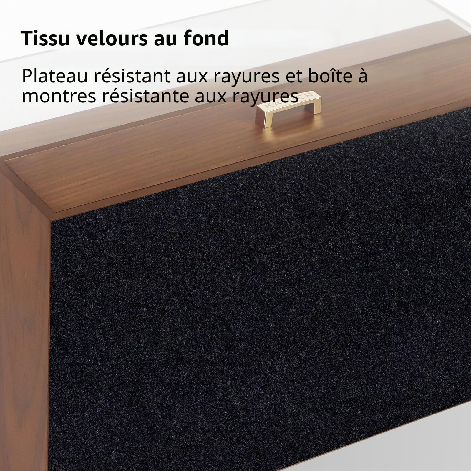 KAMIER Coffret Montres Homme, Bois 10 Emplacements, Écrin 2 Niveaux avec Couvercle Verre et Tiroir, Rangement Montres, Bagues et Lunettes de Soleil, Cadeau Élégant Homme Femme - Noyer