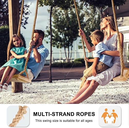 Miniatura 3 de Columpio de madera para colgar, asiento de columpio de 20 x 10 x 1.4 pulgadas, columpio de árbol para adultos y niños, columpio de interior con