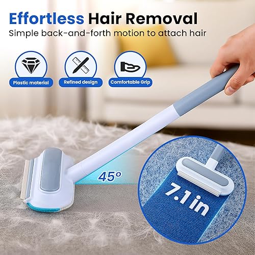Miniatura 6 de Paquete de 2 herramientas de depilación de mascotas, removedor de pelo de perros y gatos 4 en 1 para muebles, cepillo removedor de pelo de mascotas