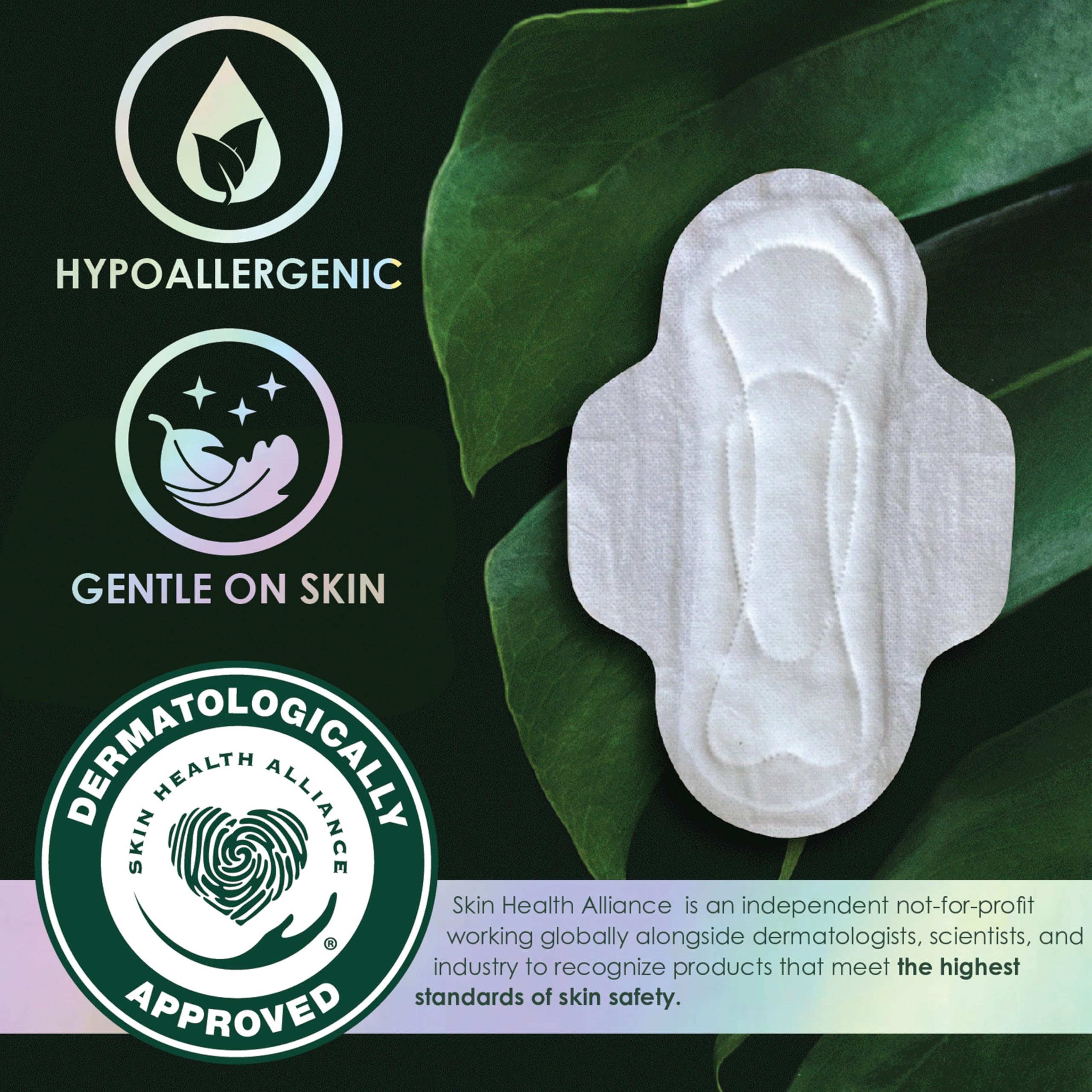 Ultra Thin Pads for Women, Organic Cotton Top Layer, Regular Absorbency, Menstrual Pads with Wings, Made Without Synthetic Pesticides and Fragrances, 24 Count