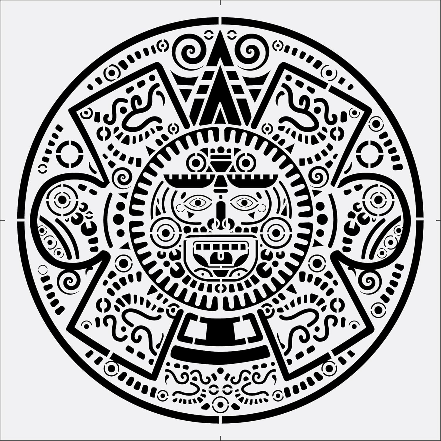 Stencil Stop Mayan Emblem Stencil - 24 x 24 inches - Reusable Stencils for Painting on Wood, Walls, Fabric & Rocks - Durable 14 Mil Mylar Plastic for DIY Crafts & Art Projects