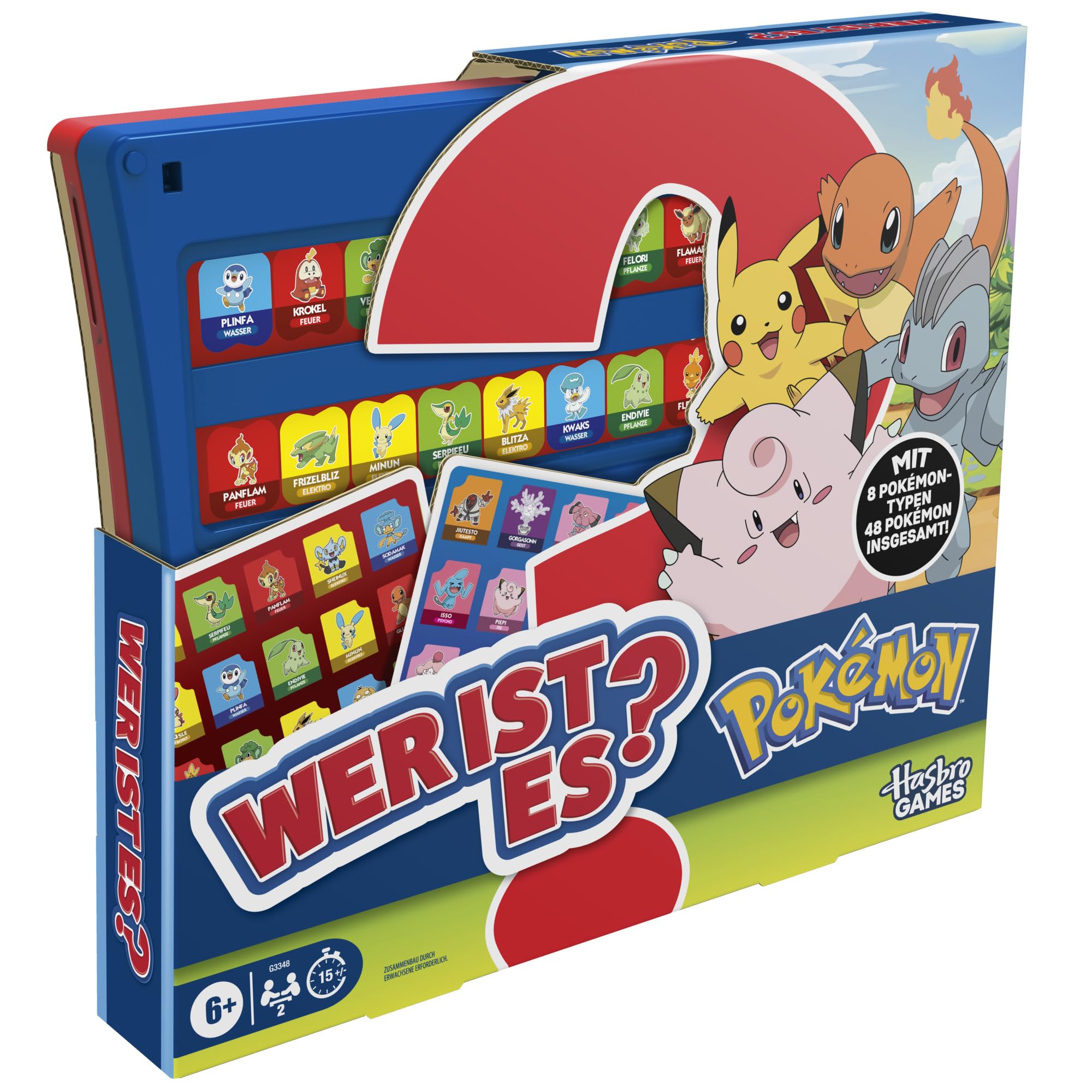 Wer ist es? Gioco Pokémon Edition, 48 Pokémon, divertenti giochi da tavolo per famiglie, 2 giocatori, 15 minuti, gioco per viaggi, dai 6 anni in su, versione tedesca
