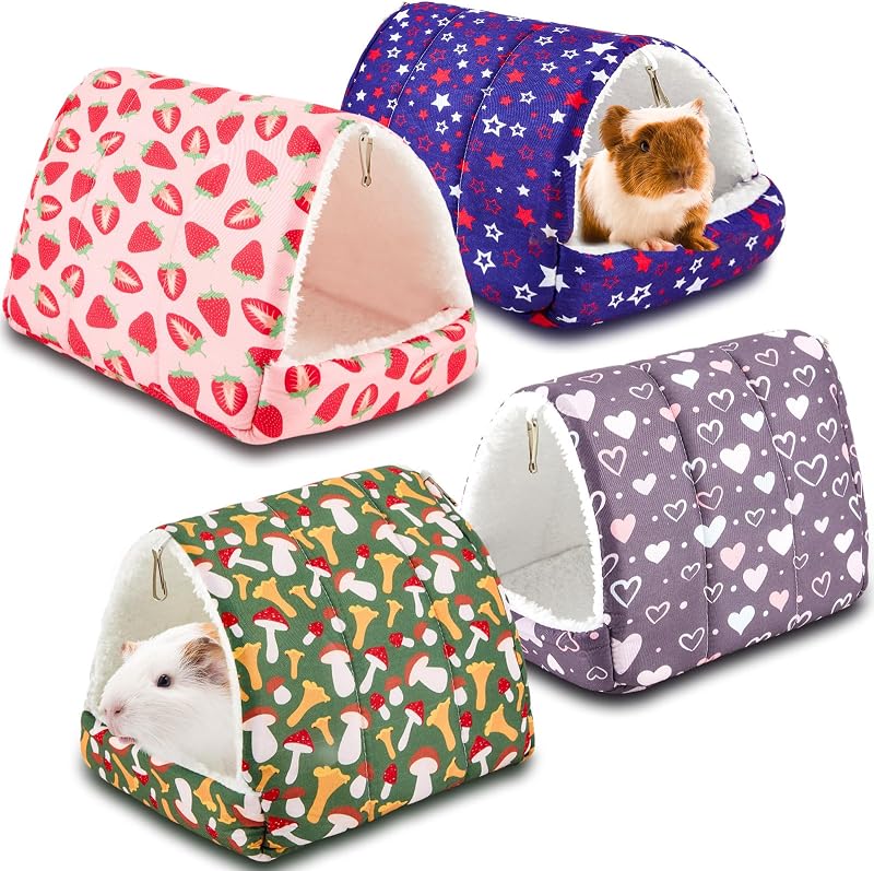 Casinha Cama Lavável para Porquinho-da-Índia em PP Cotton Cinnvoice, Classic, 20 x 20 cm, Pacote com 4