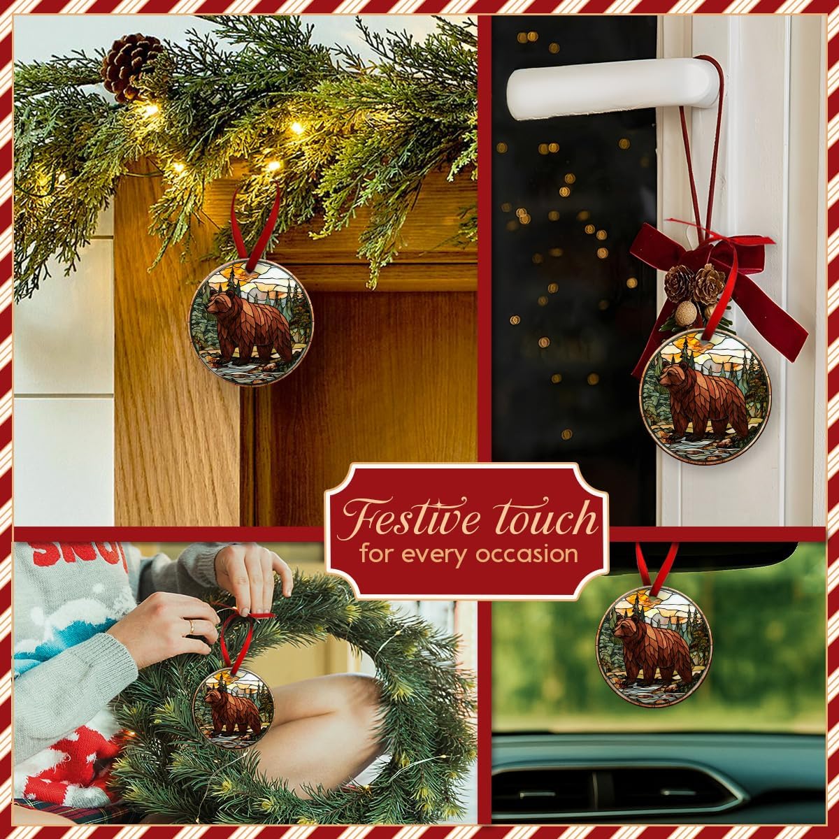 Bear Hunting Christmas Ornaments - Woodland Animals Ornaments for Christmas Tree - Hunting Xmas Tree Decor, Wildlife Ornaments, for Bear Lovers, Hunters, Hunt Enthusiasts - Image 5