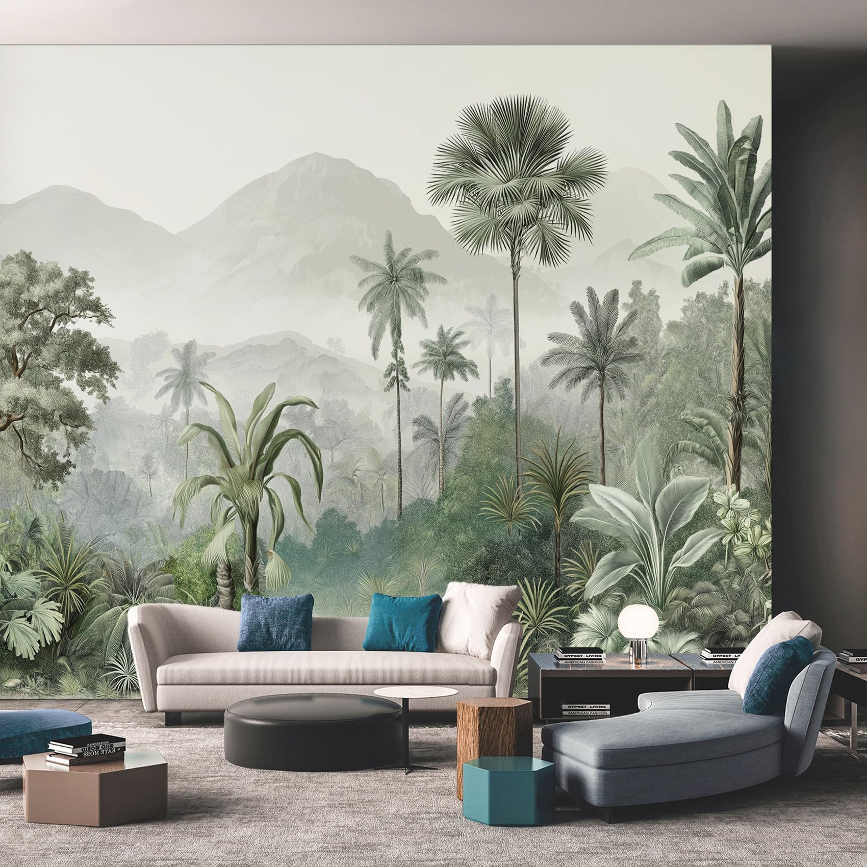 NOGAWA Papier Peint Motif Jungle, 3D Panoramique Papier Peint xxl Forêt Tropicale, Papier Mural Decoratif Pour Salon, Chambre, Tapisserie Murales, Décoration Murale 350x256cm