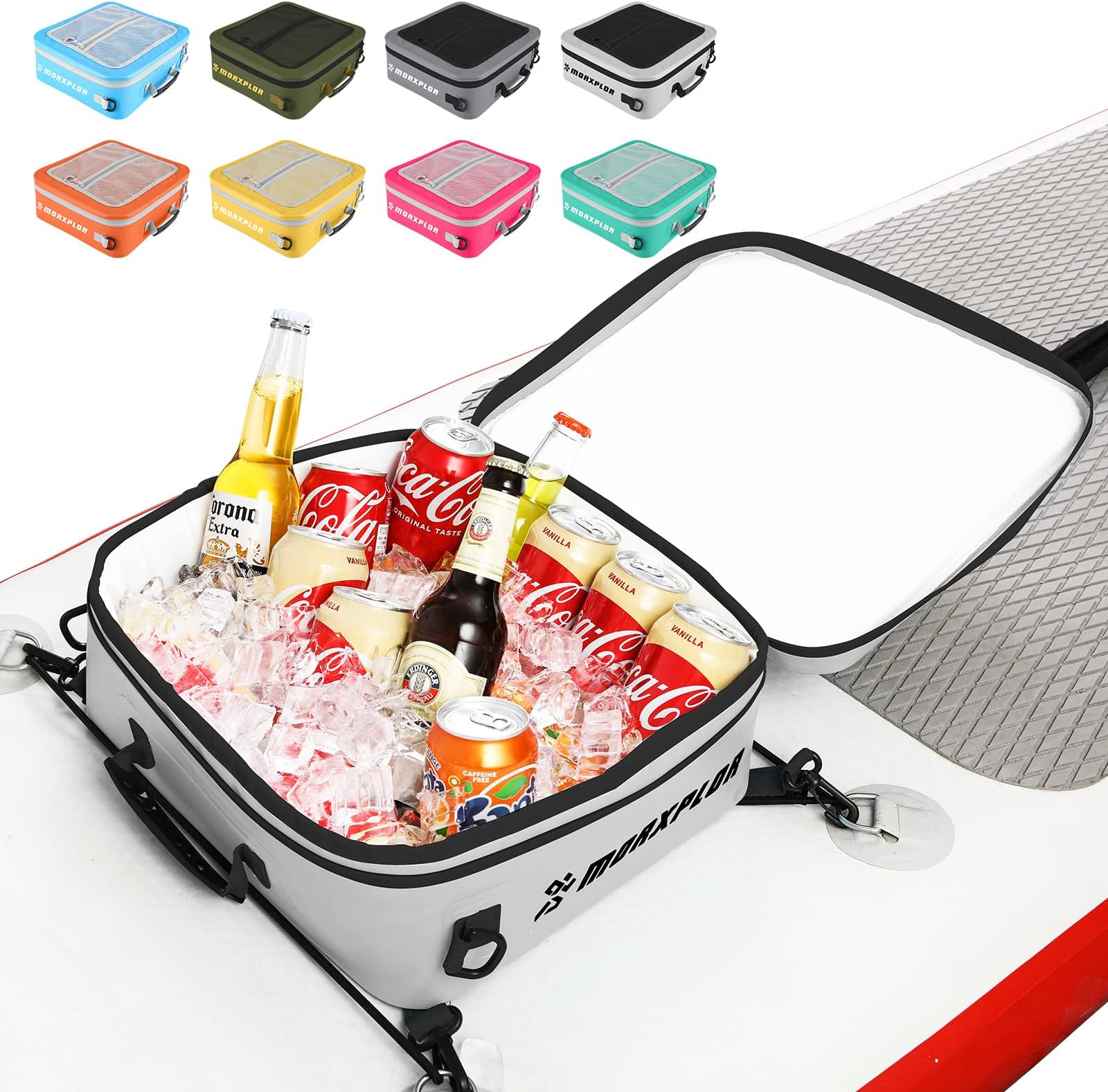 Waterproof PVC Paddleboard Cooler Deck Bag - 12 Can Soft Insulated Cooler for Paddleboarding, Camping, Kayaking