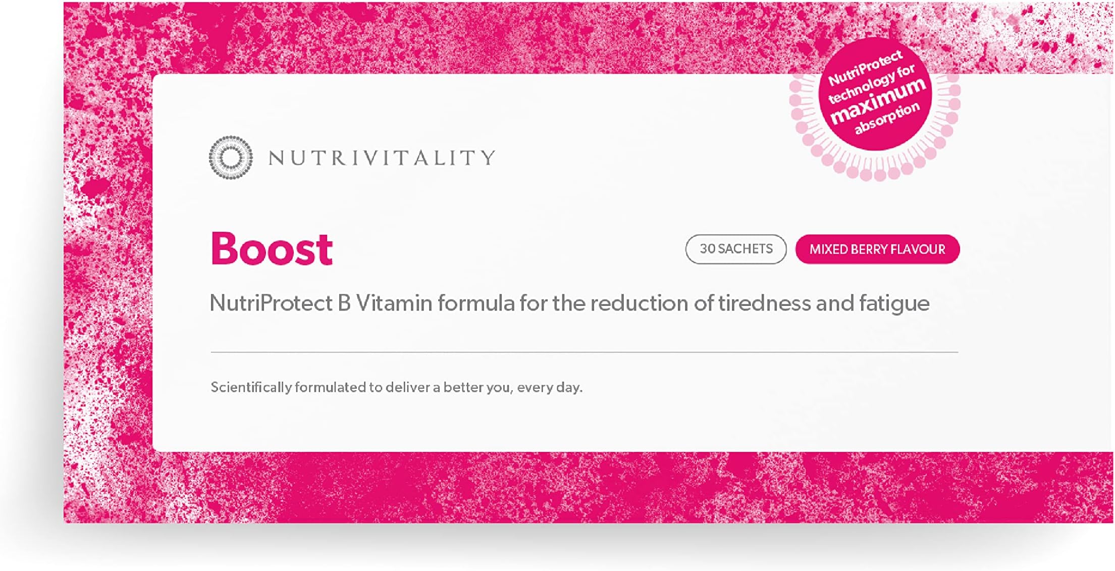 Nutrivitality Liposomal Boost Sachets l Vitamin Supplement for The Reduction of Tiredness and Fatigue l B Vitamins and 500mg Vitamin C l 30 x 5ml Sachets (30 Servings) l Mixed Berry Flavour