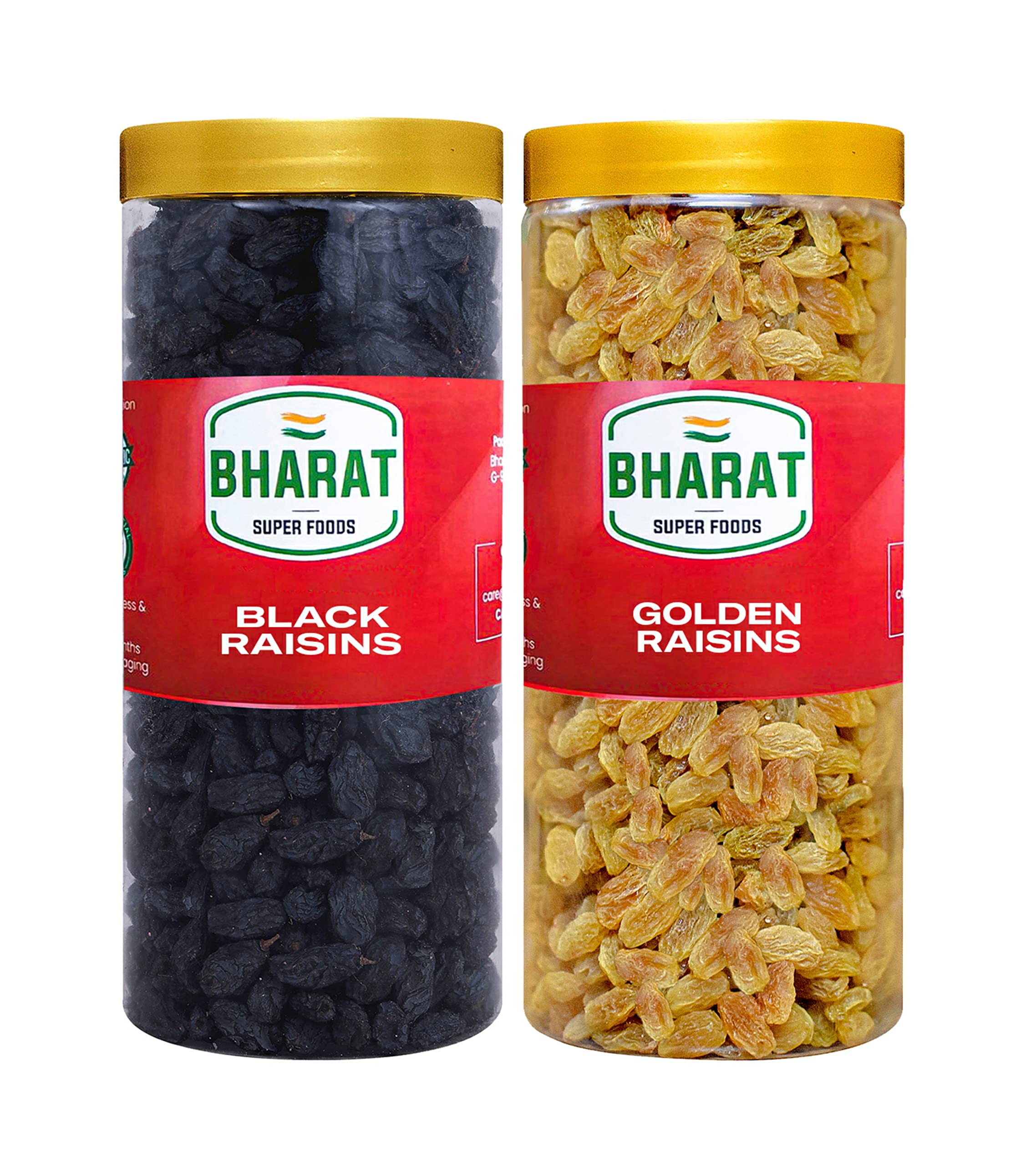 Bharat Super Foods Premium Dry Fruits Combo Pack Golden Raisins (Kishmish) & Black Raisins (Kali Kishmish) Jar Pack - 500Gm Each (1Kg), Fresh (B09G6Y1H4G) Amazon Price History, Amazon Price Tracker