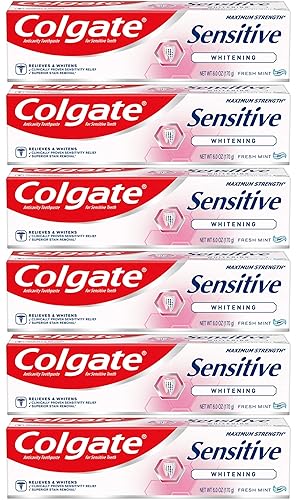 Dentífrico blanqueador de 6onzas Colgate Maximum Strength Sensitive, paquete de 6