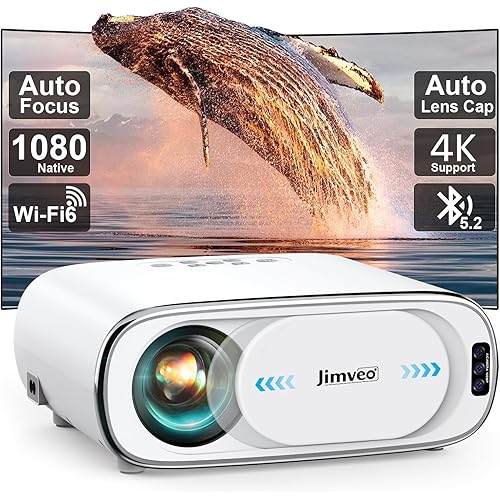 [AI Auto Focus/Auto Lens Cap] Outdoor-Projector-4K with WiFi 6 and Bluetooth: 1500 ANSI Portable Projector with Auto 6D Keystone & Zoom, Jimveo Native 1080P Movie Proyector 2026 Upgraded