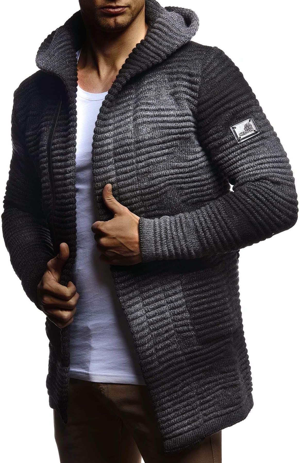Men's Sweatshirt Cardigan Slim Fit | Men Sweat Jacket with a Hood | Modern Hoody Pullover Hoodie | LN5715