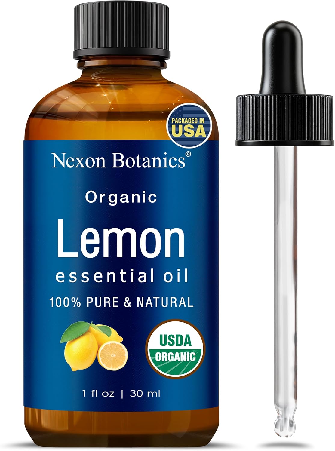 Organic Lemon Essential Oil 30 ml - Pure, Natural Oils for Aromatherapy, Diffusers, DIY, Candle and Soap Making Scent - Nexon Botanics