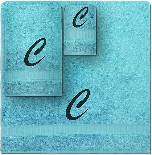 Vista 144 de Juego de toallas con monograma, regalo personalizado, juego de 3 toallas turcas bordadas con letras de bloques, 1 toalla de baño y 1 toalla de mano