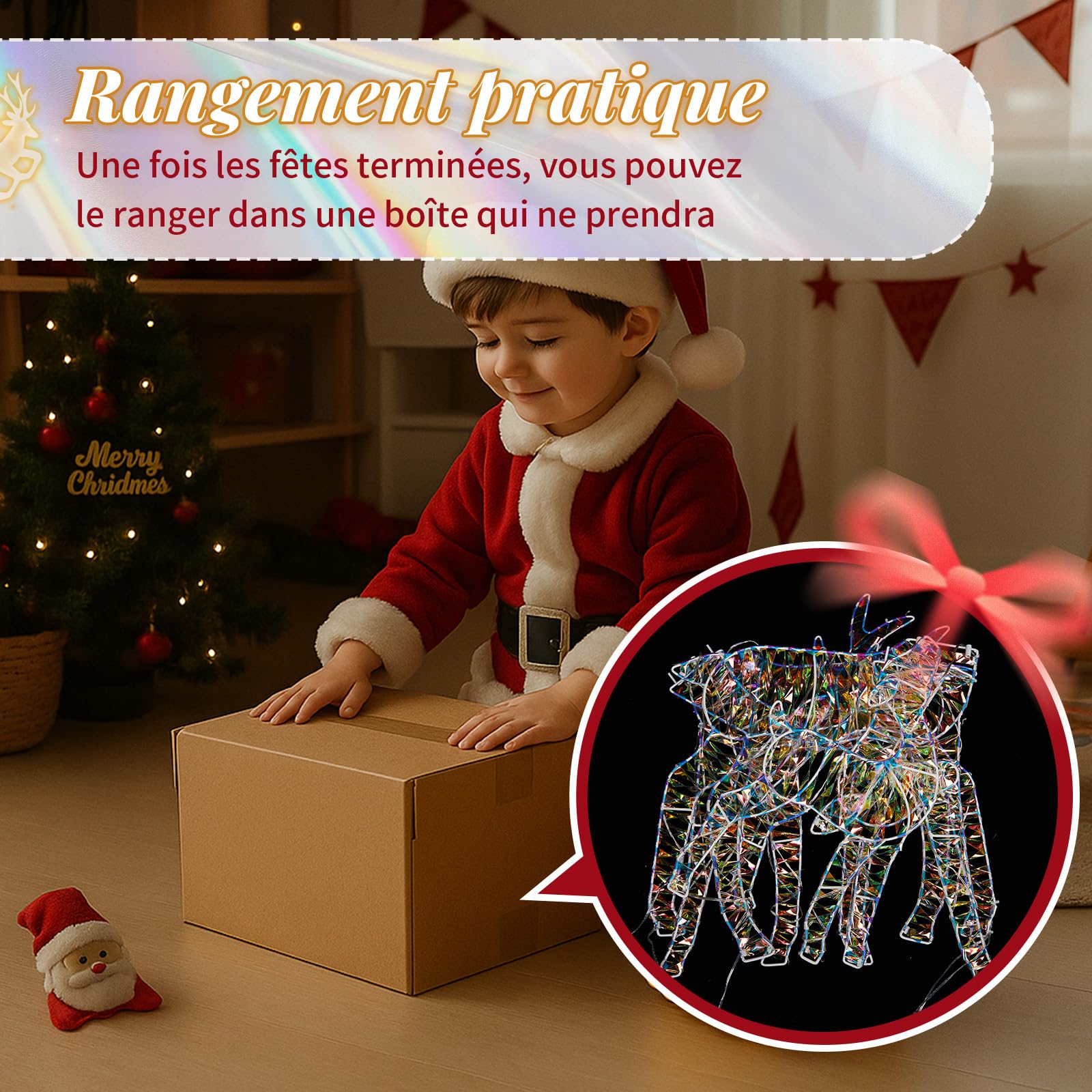 LEADZM Renne de Noel Exterieur - Decoration Noel Exterieur 3 Pièces, Résistant aux Intempéries (72 cm-Plastique-2D)