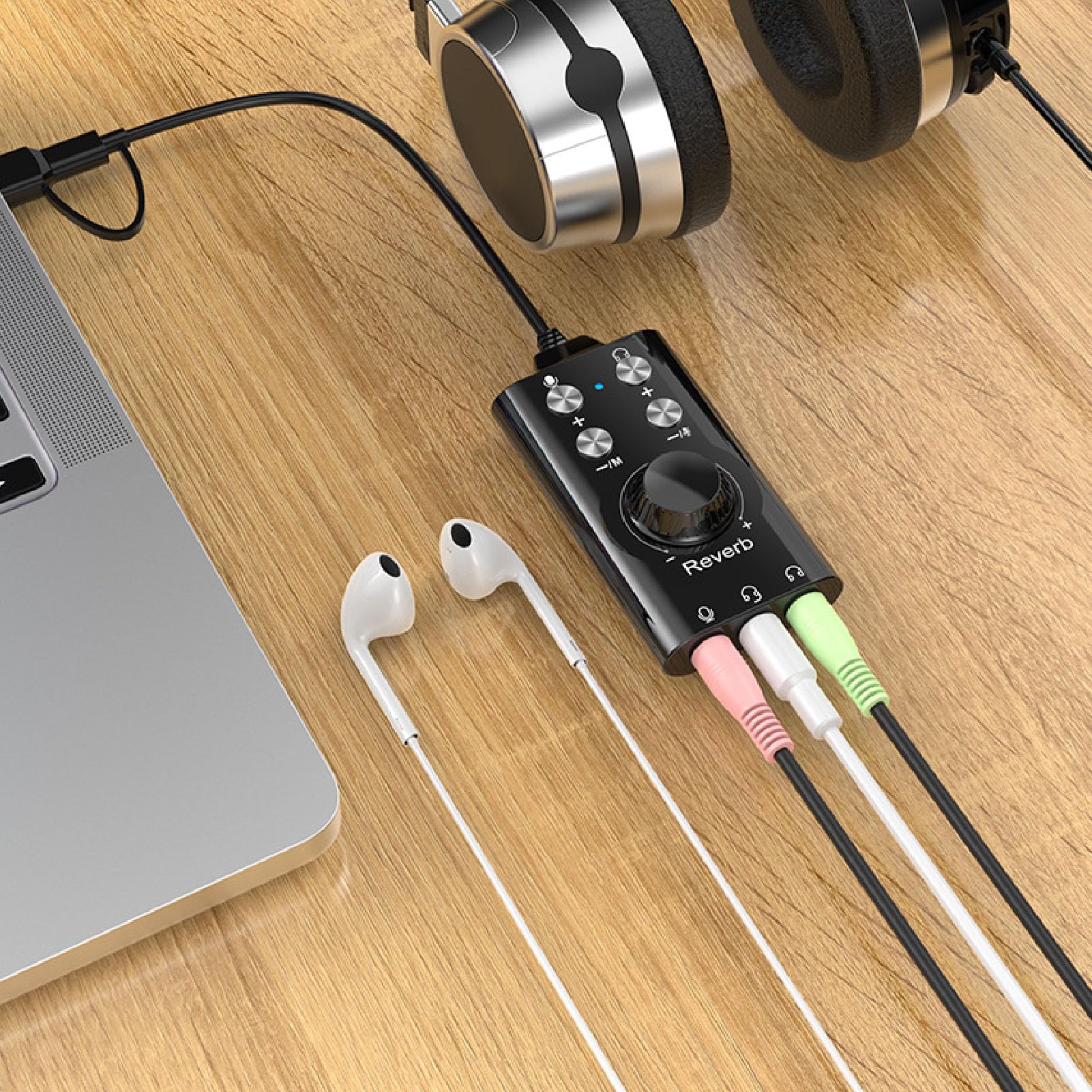 PUSOKEI Adaptateur de Prise Audio USB/USB C à 3,5 Mm, Carte Son Stéréo Externe avec Contrôle de Volume, Son Surround Virtuel 7.1, Bluetooth 5.0, Bouche et Jeu