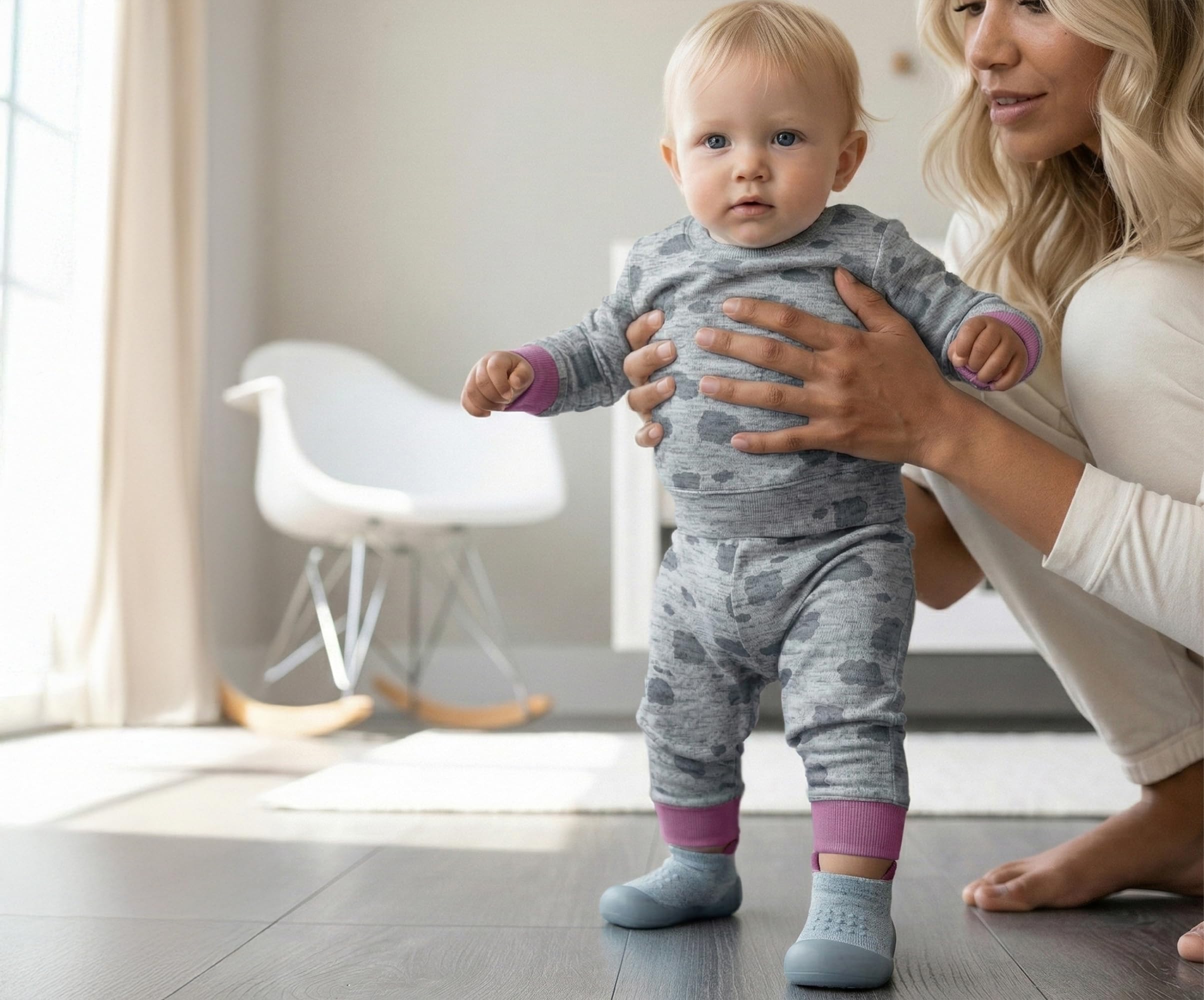 Dookeh Baby Shoes Boys Girls First Walking Shoes Non Slip Soft Sole Sneakers Toddler Infant Babygirl Sock Shoes - 4