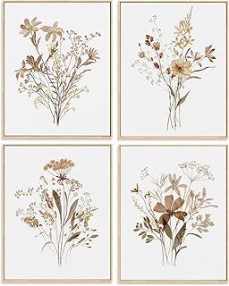 JJY 4 Pcs Fall Flowers Wall Art Prints Decor Aesthetics -Autumn Floral B...