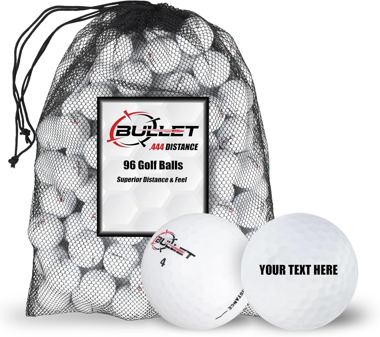 Bullet .444 Distance Personalized Custom Golf Balls (96-Ball)