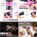JENABOM Drill Set: Tool Set with 12V Pink Cordless Drill, Home Tool Kit | Tool Box with Drill, Hand Drill Set for Men & Women, Home Tool Kits for House Repair, Handyman, DIY,151Piece