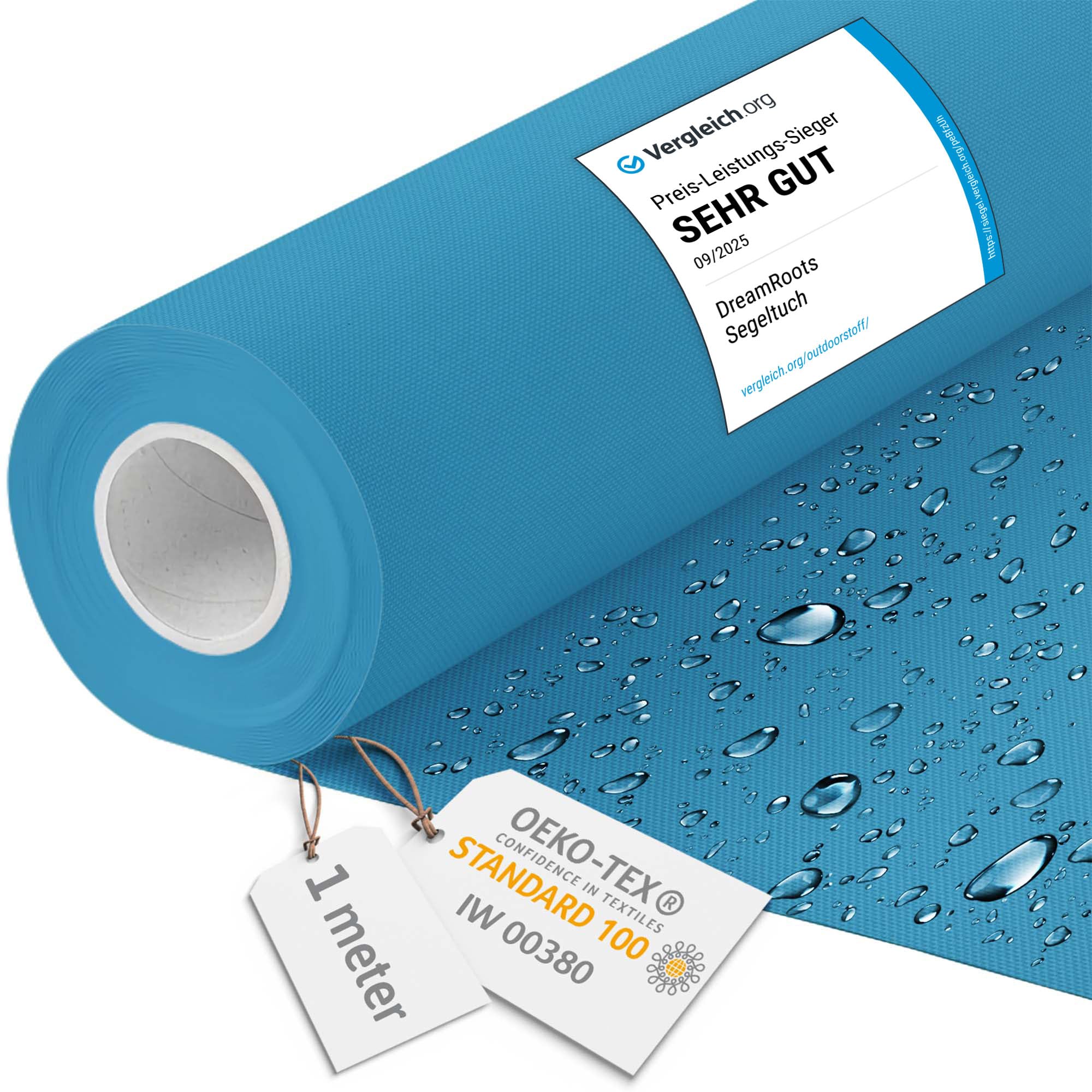 DreamRoots Segeltuch Wasserdicht - Polsterstoff Meterware 160 cm breit - Wasserabweisender Stoff 220 g/m2 600D - Markisenstoff Wasserdicht Meterware Aral 1M