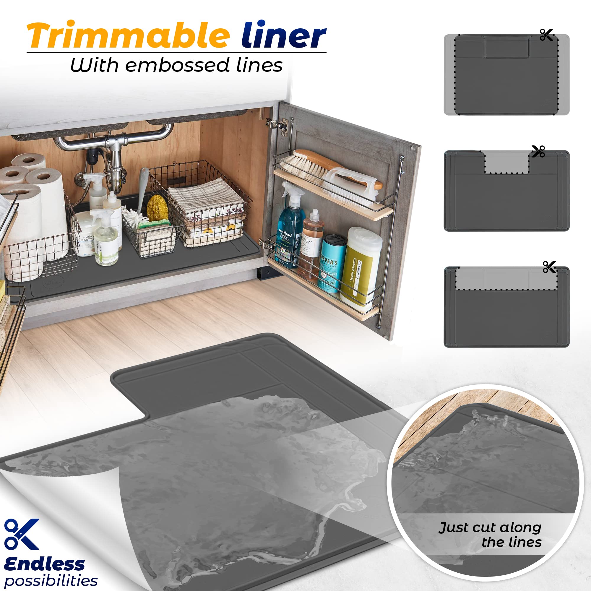 The Original Unterspülenschrank-Matte, wasserdichte Silikonmatte, zuschneidbar, leicht zu reinigen, Schrankeinlage für den Küchenschrank, Desinfektionsunterlage, 86,4 x 55,9 cm oder kleiner, Beige Küche, Haushalt & Wohnen