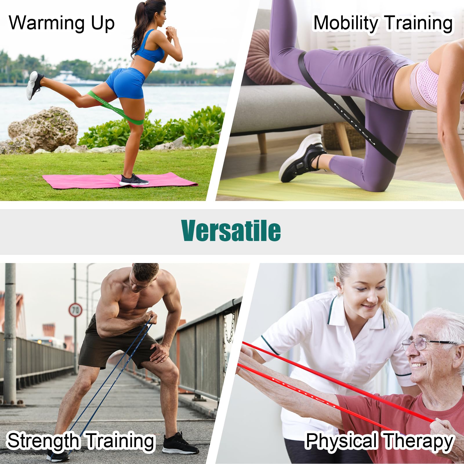 Mini bandas de resistencia de bucle para entrenar piernas, bandas elásticas para bandas de ejercicio, bandas de ejercicio de goma para terapia física y rehabilitación, versión mejorada de 6 cm