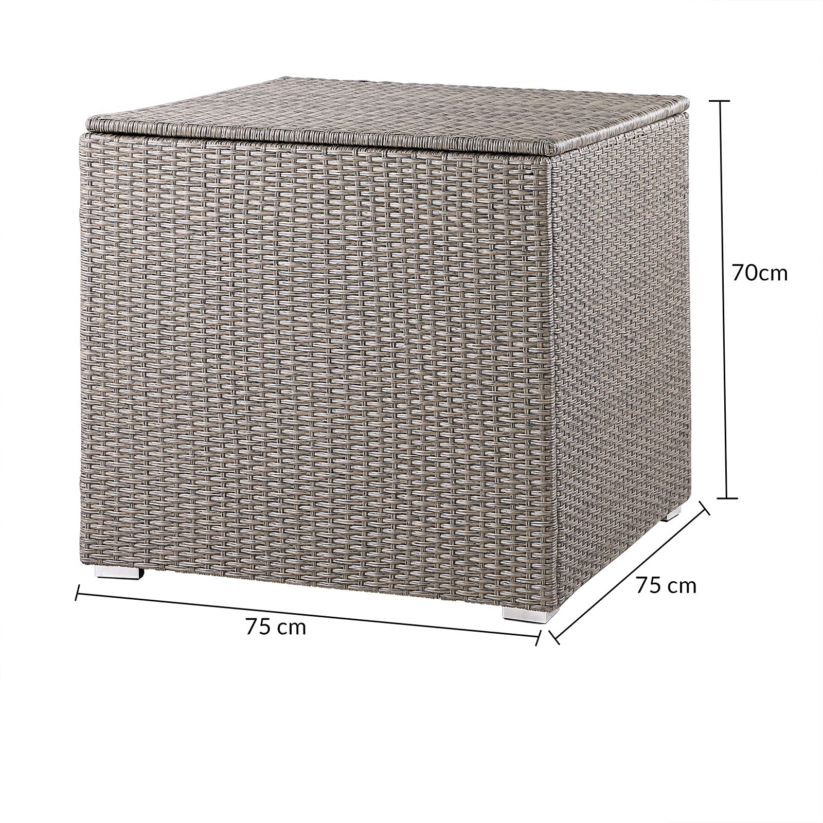 Casaria® Baule da Giardino 318 L Impermeabile 75x75x70cm Contenitore Esterno Polyrattan Beige