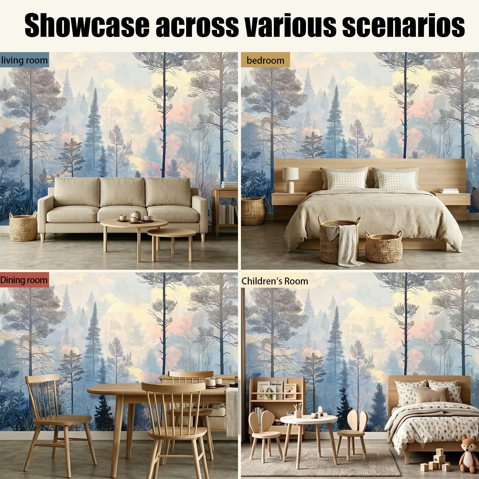 Panoramiczna tapeta 3D las góra 400 x 280 cm, tapeta ścienna z włókniny las iglasty do salonu sypialnia sofa TV tło wystrój domu