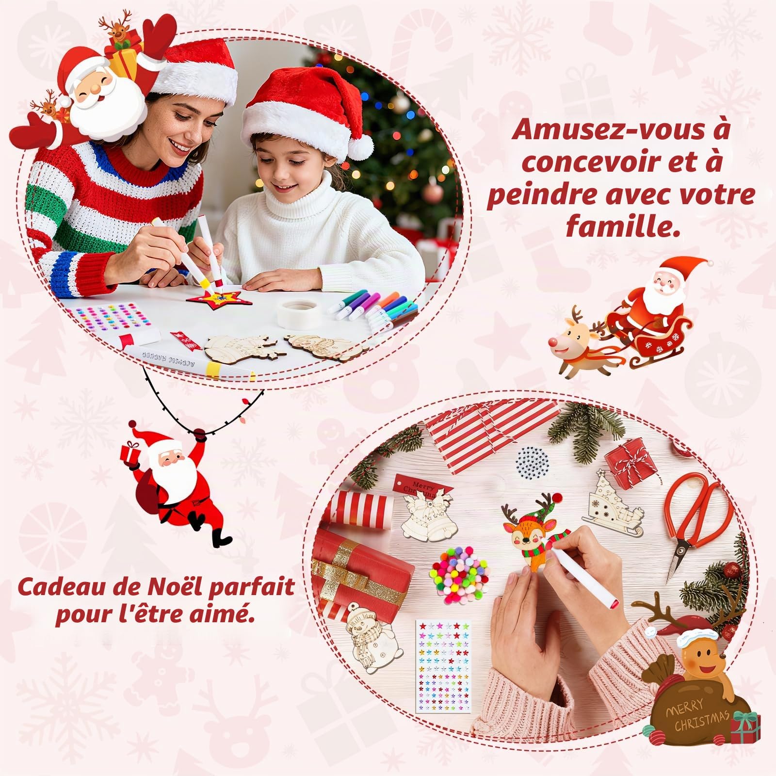 Suspensions de Noël en bois à peindre