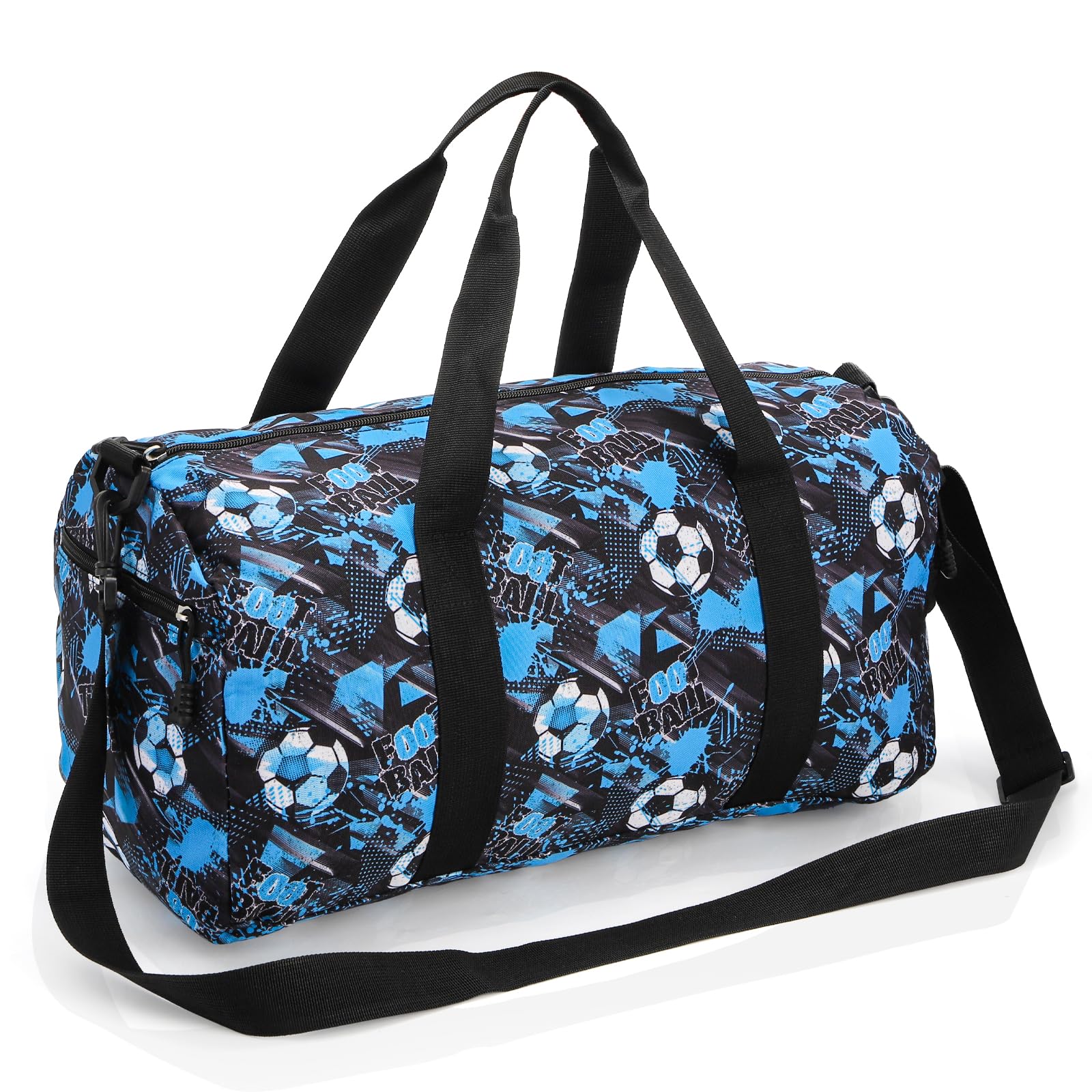 Acshio Overnight Duffel Bag, Football Pattern Overnight Travel Weekender Tote Bag with Zipper, Carry On Sleepover Bag Sport Gym Bag for Practice,