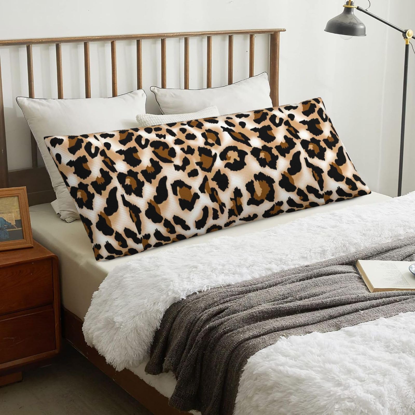 Leopard Cheetah Leopard Love, Body Pillow Cover with Zipper,Long Body Pillowcase 20 x 60 in