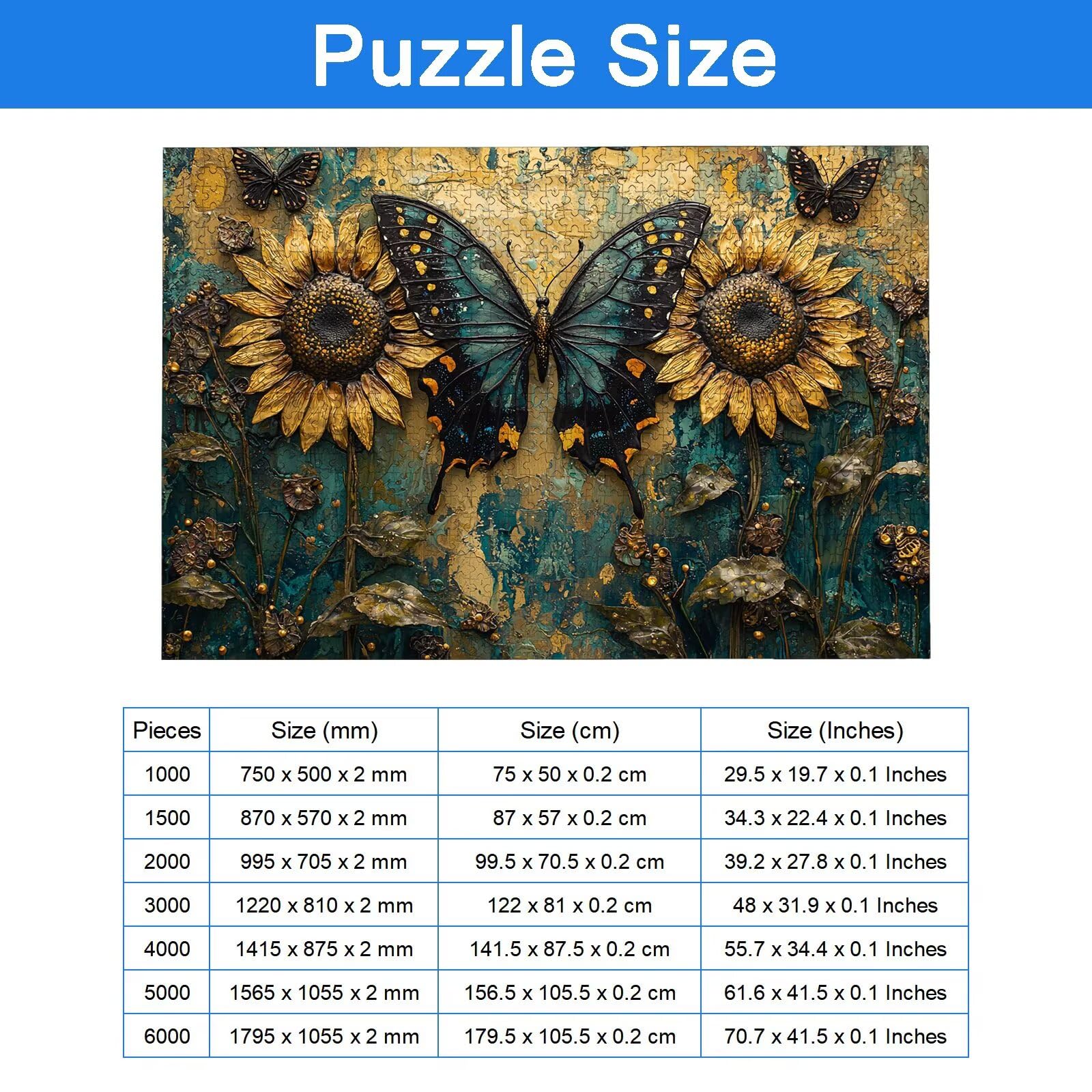 Puzzle 4000 Pezzi Farfalla, Puzzle Fiore 4000 Pezzi Arte per Adulti e Bambini, Misura: 141.5x87.5 cm, Puzzles Legno per Adulti con Squisita Scatola di Imballaggio, Regalo Donna, Regalo Uomo, -9159