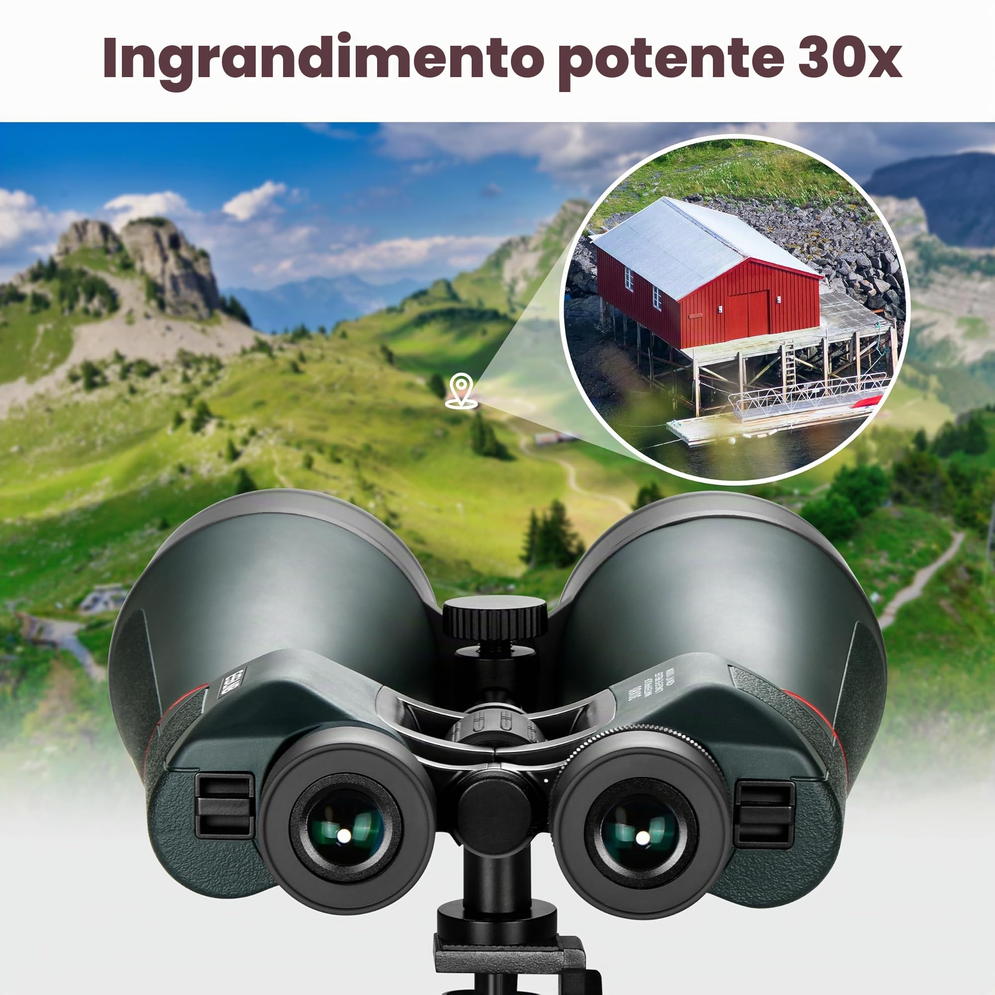 ESSLNB Binocolo gigante 30 x 80 per adulti, impermeabile, adattatore treppiede integrato, perfetto per osservare le stelle, bird watching, caccia