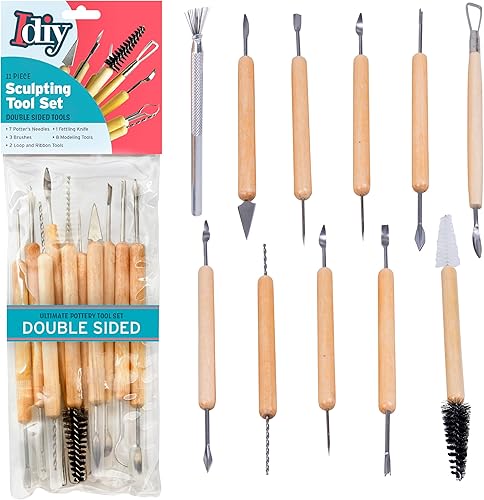 Kit de herramientas de cerámica -21 puntas de doble cara, juego de 11 piezas para esculpir arcilla para principiantes, arcilla, tallado en madera,